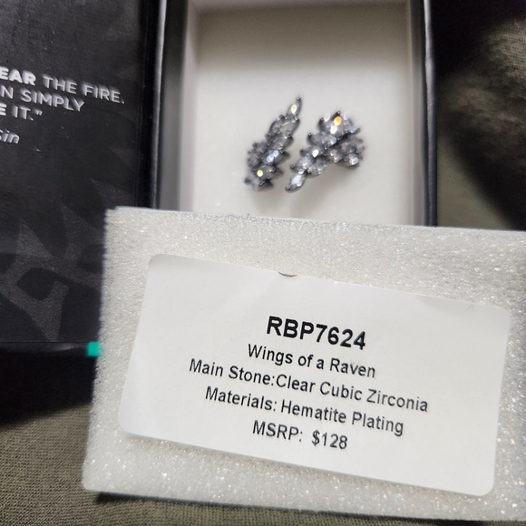 reign "the villian collection"wings of a raven CZ on hematite. - Picture 7 of 8